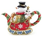 Snowman in Sleigh Teapot